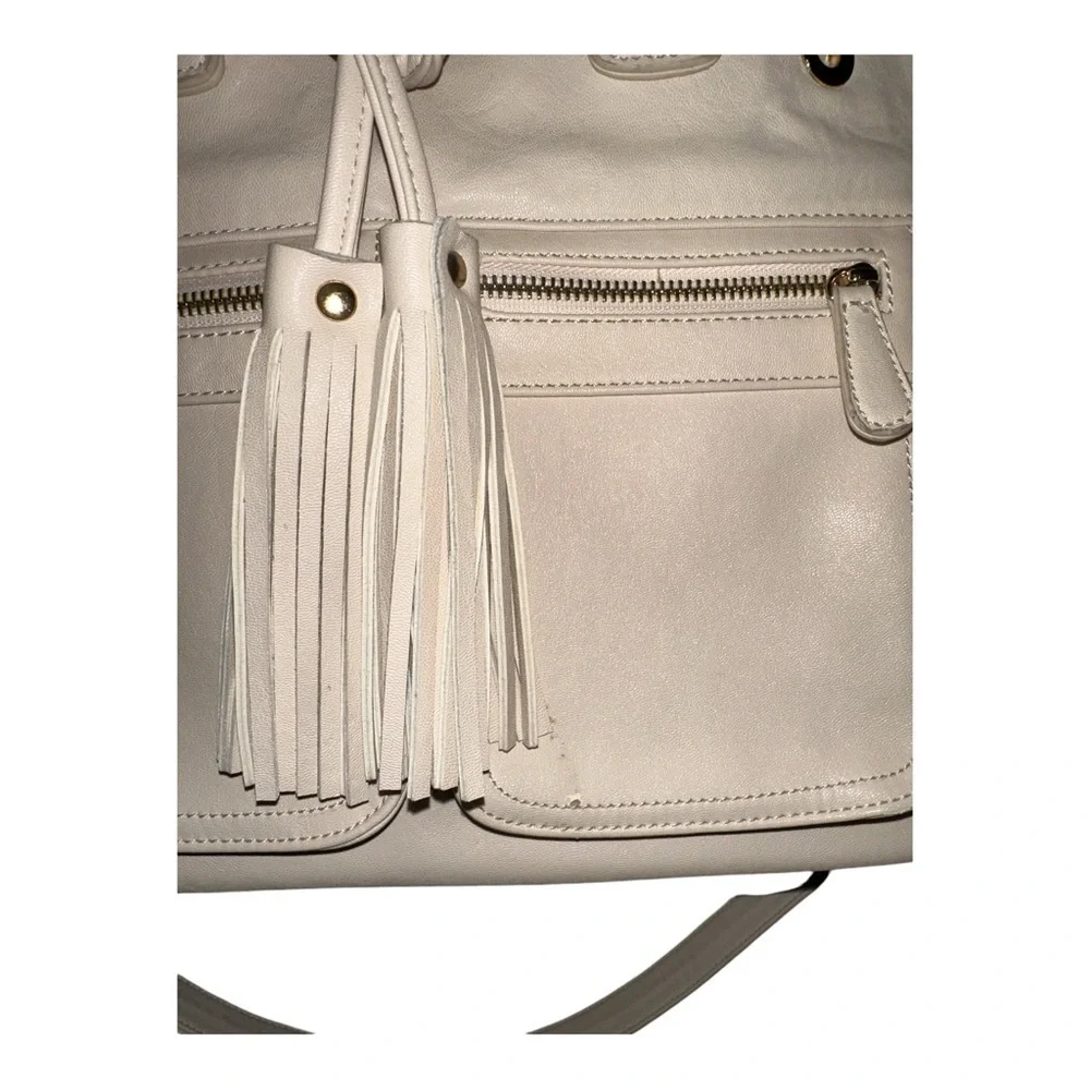 Downeast Basics Tassel Purse Handbag Light Beige NWOT Classic Bohemian